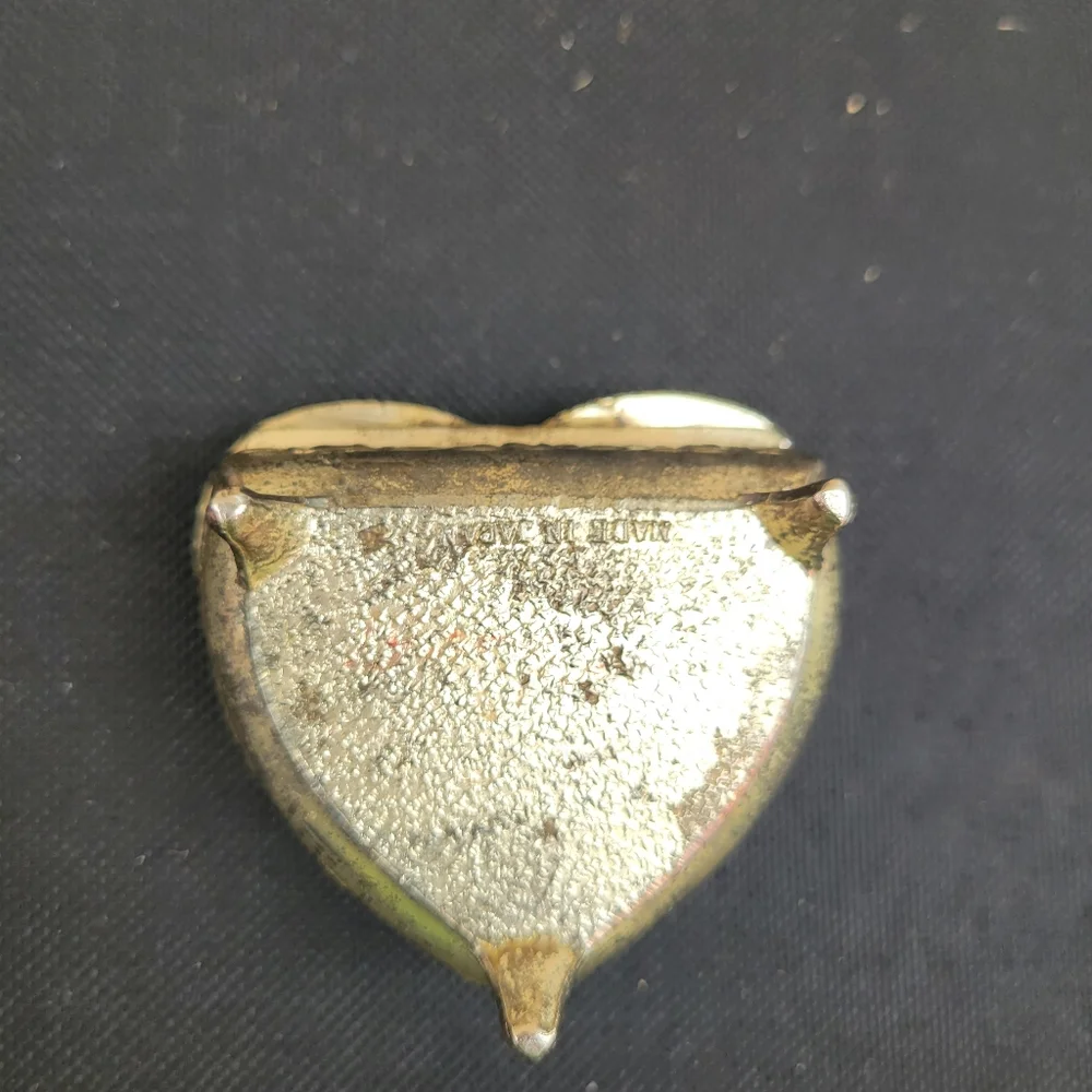 Vintage Indiana Heart Shaped Jewelry Box ~ Silvertone ~ 1960s ~